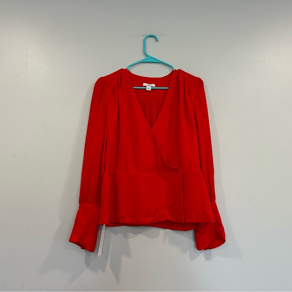 Lewit Surplice 100% Silk Blouse Red S $249
